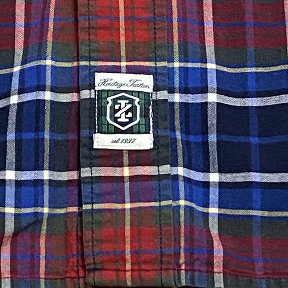 IZOD Heritage Tartan Red/Blue/Green/White Plaid Long Sleeve Button Down Men’s XL - Picture 6 of 12